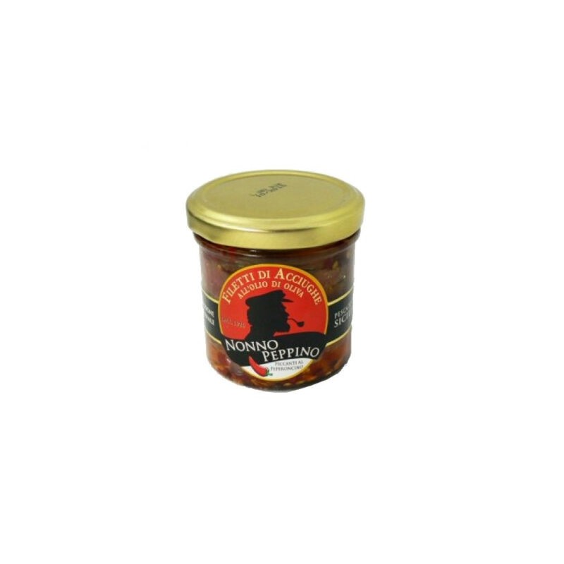 Filetti di acciughe con peperoncino all'olio di oliva 160g